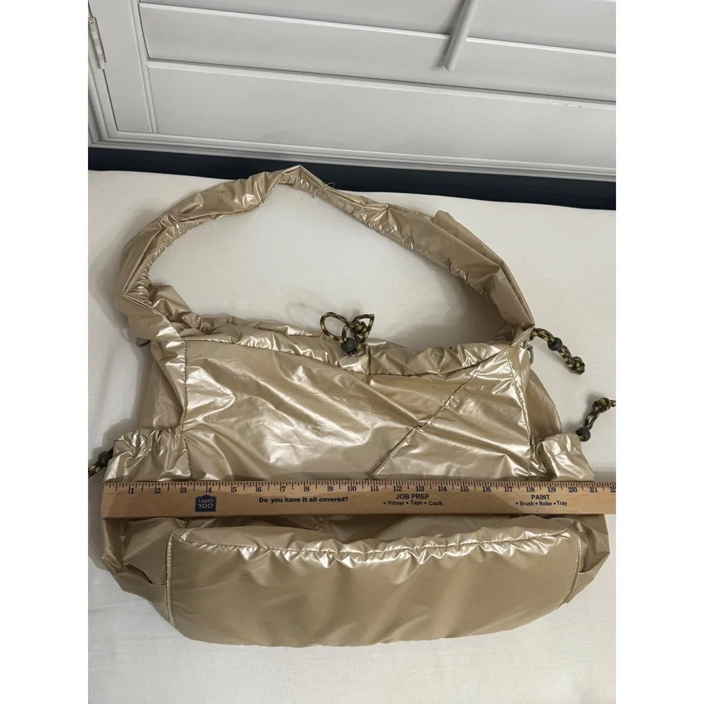 Urban Outfitters Metallic Gold Drawstring Bucket Bag Shimmer Hobo Shoulder Purse